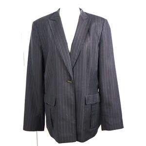 Kasper Dark Brown Pin Striped Blazer Jacket Womens 12 Power Executive Business
